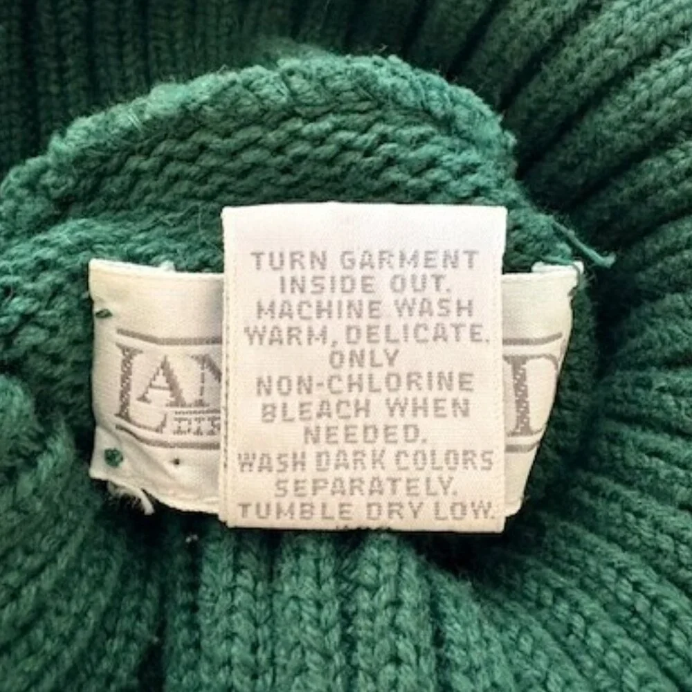 Lands' End Forest Green All-Cotton Turtleneck Sweater - Picture 4 of 4